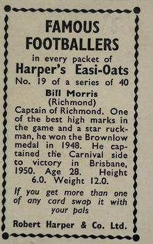 1951 Harper's Easi-Oats Famous Footballers #19 Bill Morris Back
